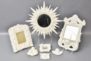 Collection Of Four Mirrors And Three Cherub Wall Plaques