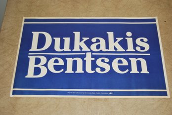 Vintage 1988 Dukakis/bentsen Campaign Poster.