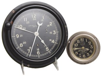 Keyless Auto Clock Co. 8 Day Automobile Clock And Chelsea Clock Co. Marine Mechanical Clock