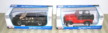 Pair Of Maisto Special Edition 1/18 Scale Die Cast Metal Cars