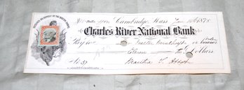 Check From 1875. From Charles River National Bank.