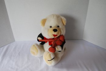 Vintage Small White Violin Playing Bear