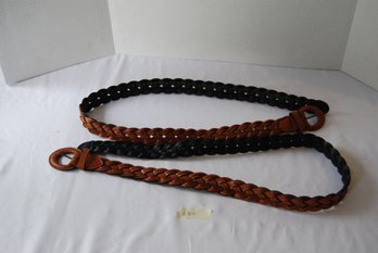 2 Braided Brown Belts