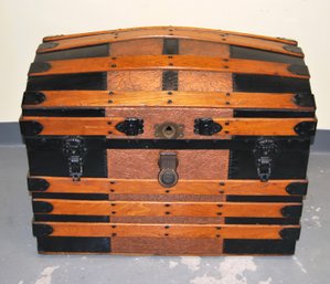 Antique Dome Top Trunk With Copper Inlay