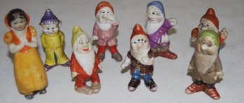 Vintage Painted Ceramic Walt Disney Snow White And The Seven Dwarves Figures