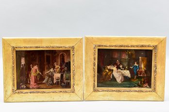 Pair Of Antique Reverse Paintings On Glass In Gilt Wood Frames (Purchased For $5,000)