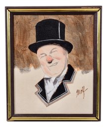 Signed J. Wolf Oil On Canvas Painting Of W.C. Fields