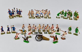 Collection Of Vintage Hand Painted Metal Soldier, Horse, Cannon Figurines