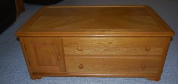 Coffee Table With Two Drawers And A Small Cabinet Made By Riverside Furniture