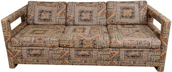 Custom Mid-Century Three Cushion Upholstered Sofa Bed
