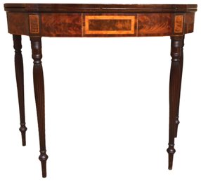 Demilune Mahogany Inlaid Table With Flame Mahogany Front Panels (2 Of 2)
