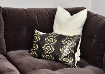 Pair Of Snakeskin Rectangular Feather Filled Pillows And Pair Of Paoletti Pillows