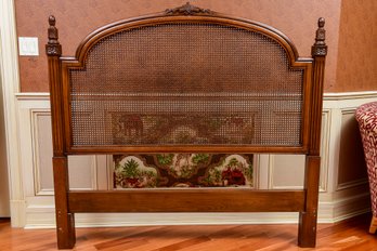 ISV Queen Size Carved Wood Cane Back Headboard