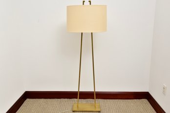 Kimpton Chi-Town Floor Lamp With Satin Brass Steel Base And Linen Shade