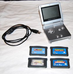 Game Boy Advance Sp Grey With Four Games.