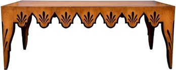 Carved Wood Coffee Table With Scalloped Edge
