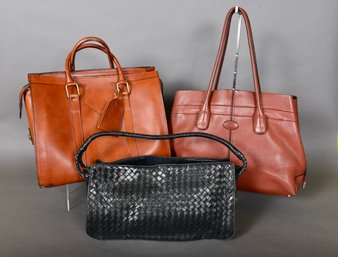 Three Vintage Leather Handbags - Bottega Veneta, Tod's And Swaine Adeney Brigg