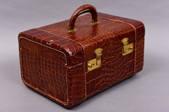 Vintage Faux Alligator Travel Cosmetic Case