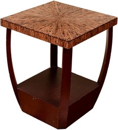 Square Art Deco Style Wood Accent Table