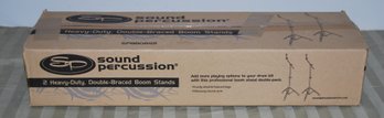 New In Box Sound Percussion 2 Heavy-duty Double Braced Boom Stands.