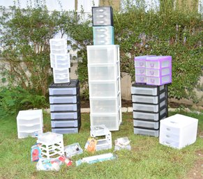 Storage Solutions - Large Lot Of Plastic Storage Containers - Some W/ Drawers With Casters