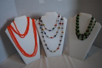 Lot Of 3 Vintage Colorful Necklaces