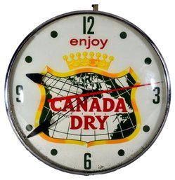 Pam Clock Co. 1962 Canada Dry Advertising Electric Illuminated Wall Clock