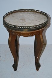 Small Marble Top, Wood Base Side Table