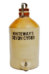 Antique Whiteway's Devon Cyder Jug With Carry Handle And Spigot For Dispensing