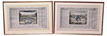 Engravings By A Leide Chez Pierre VanDer - La Grande Piece D'Eau A Versailles And La Menagerie A Versailles