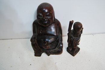 Wooden Buddha And Small Wooden Statue