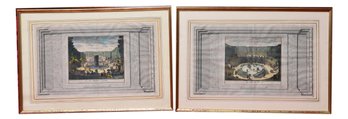 Framed Engravings By A Leide Chez Pierre VanDer - La Salle Du Bal And Les Trois Fontaines A Versailles