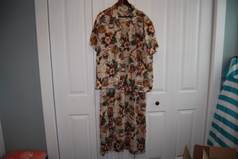 Teddi Vintage Short Sleeve Long Dress With Matching Button Up Short Sleeve Shirt