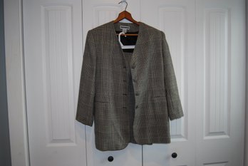 Jennifer Moore Vintage Gray Plaid Skirt Suit