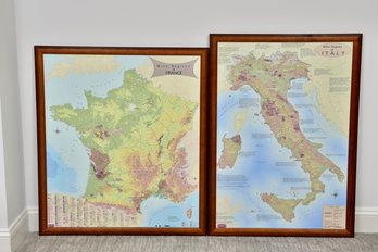 Collection Of Wine Region Framed Maps - France And Italy