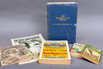Collection Of Six Antique Catalogue Books (Sears Roebuck, Bloomingdale Bros, Ladies Home Journal, Mont. Ward)