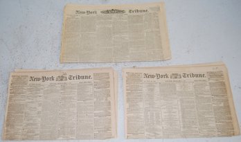 Three Issues Of New-york Tribune Newspaper. Two From 1857 And One From 1875