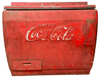 Original Vintage Coca-Cola Refrigerated Cooler With Top Door