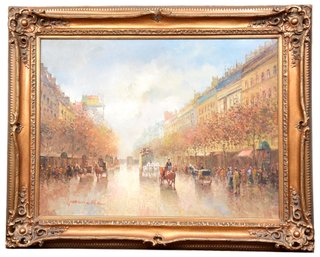 Signed F.G. Pencke (French, B. 1929) Paris Street Scene Oil On Canvas Painting (Purchased For $5,000)