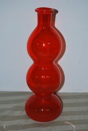 Vintage 1960's Orange Glass , 3 Tiered Vase