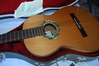 Wooden Acoustic Guitar In A Case