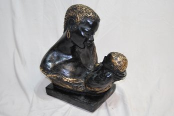 Ebony Mother And Child Bust