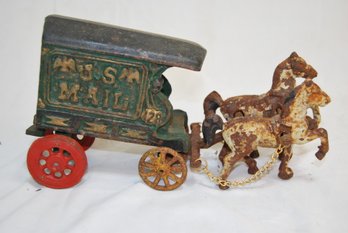 Cast Iron US Mail Wagon With Horses