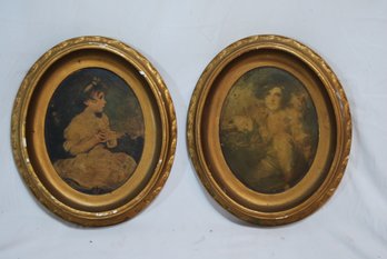 Pair Of Antique Portraits On Plaster