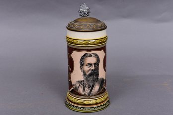 Antique Villeroy & Boch Mettlach Etched Liter Stein #1861 Frederick III
