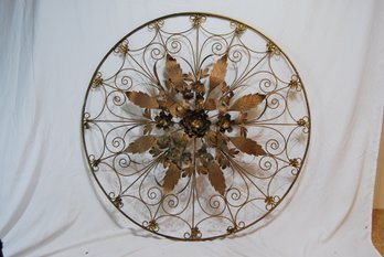 Beautiful Vintage Metal Wall Decoration With Flowers