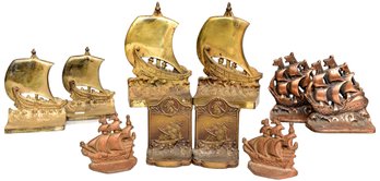Bradley & Hubbard Brass, Bronze Ship Themed Bookends And More