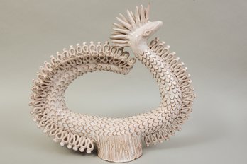 Signed A.W Ceramic Dragon Sculpture