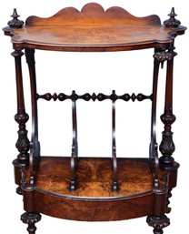 Victorian Burl Wood Canterbury On Casters