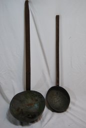 Two Large, Antique Copper And Iron Ladles